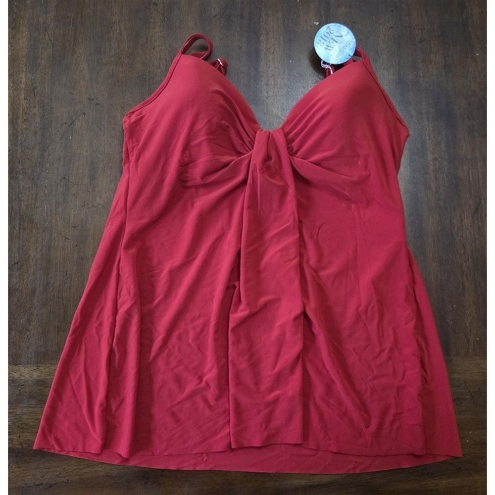 NWT Miraclesuit Marina 8 Tankini Top Red Underwire 130501